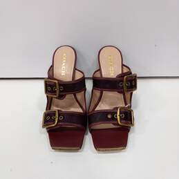 Coach Women's Kyle Wine Sandals with Calf Fur Size 10B NWT