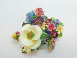 Vintage Porcelain Painted Floral Brooches & Screw Back Earrings 64.3g alternative image