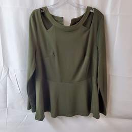 Eloquii Green Cutout Long Sleeve Peplum Blouse Size 18