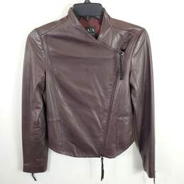 Armani Exchange Women Brown Leather Jacket XS