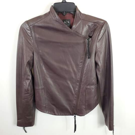 Armani Exchange Women Brown Leather Jacket XS image number 1