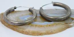ATI Mexico & Artisan 925 Concave & Hammered Textured Semi Hoop Post & Puffed Tube Hoop Earrings Variety 36g alternative image