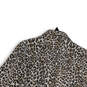 NWT Womens Beige Black Denim Animal Print Long Sleeve Cropped Jacket Size L image number 4