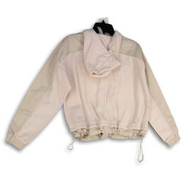 Womens White Long Sleeve 1/2 Zip Hooded Pullover Windbreaker Jacket Size XS alternative image