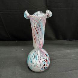 Hand Blown Glass Pink & Blue Art Vase
