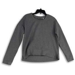 Womens Gray Heather Crew Neck Side Slit Pullover Sweatshirt Size Medium