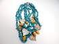 Designer Rosaline 925 Leaf Turquoise & Yellow Jade Multi Strand Choker Necklace image number 3