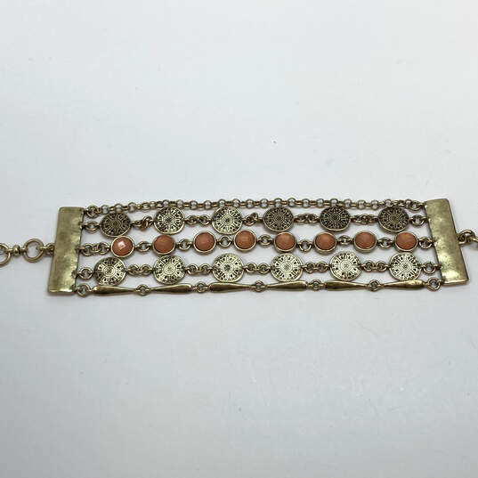 Designer Lucky Brand Gold-Tone Crystal Stone Multi Strand Chain Bracelet image number 2