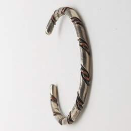 Sterling Silver Copper Wire Wrap Cuff 5.5inch Bracelet 22.9g