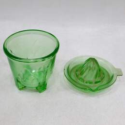 VNTG Unbranded Uranium Glass Pieces (4); Vase, Reamer, Measuring Cup, Etc. alternative image