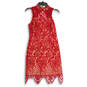 Womens Red Lace Sleeveless Back Cutout Knee Length A-Line Dress Size Medium image number 3