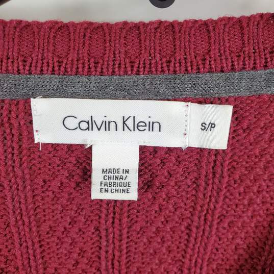 Calvin Klein Men Burgundy V Neck Knitted Pullover S image number 3