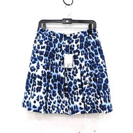 Diane Von Furstenberg DVF Gemma Snow Cheetah Blue Women's Skirt Size 8 NWT with COA