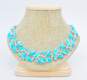 Vintage Lisner Blue Rhinestone & Enamel Floral Collar Necklace & Screw Back Earrings 74.6g image number 2