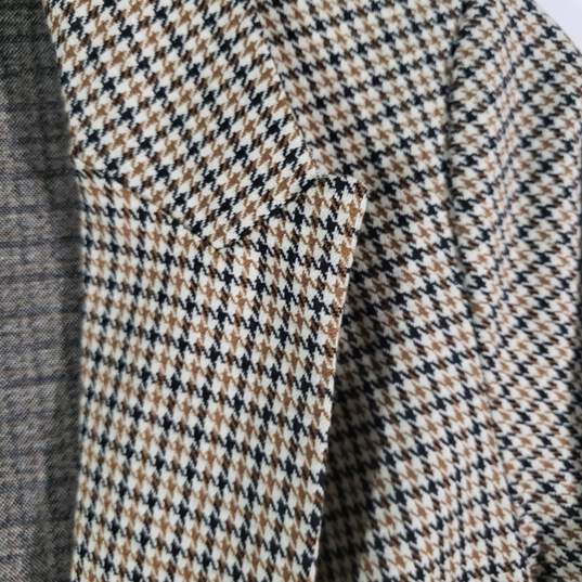 Womens Houndstooth Long Sleeve Front Pockets Single Breasted Blazer Size 2 image number 3
