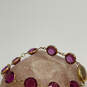 Designer Swarovski Gold-Tone Bezel Fuchsia Crystal Stone Chain Bracelet image number 3