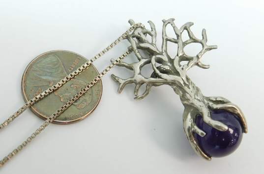 Artisan 925 Sterling Silver Crucifix & Amethyst Ball Tree Pendant Necklaces 26.3g image number 4