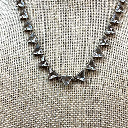 Designer J.Crew Gold-Tone Triangle Shape Crystal Clear Statement Necklace alternative image