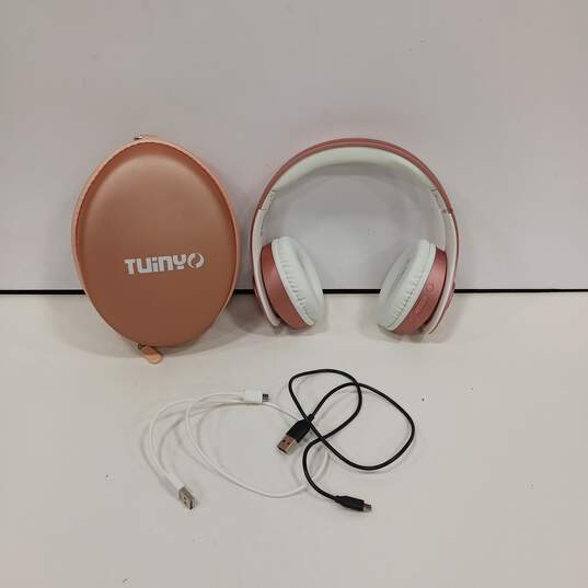TUiNYO Pink Wireless Headphones In Case image number 1