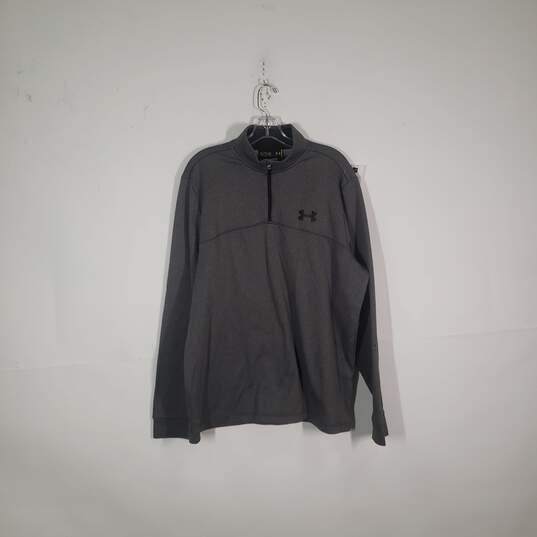 Mens Long Sleeve 1/4 Zip Mock Neck Pullover Sweatshirt Size X-Large image number 1