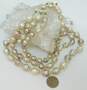 VNTG Pink, White & Champagne Tone Faux Pearl Beaded Necklaces image number 3