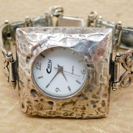Chen Sterling Silver Hammered Watch 43.8g image number 1