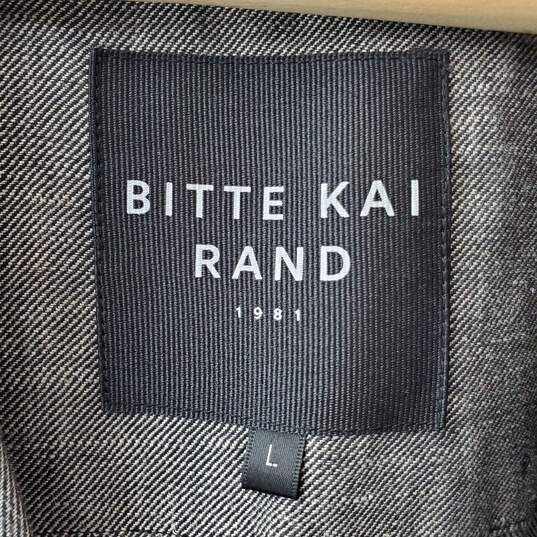 Bitte Kai Rand Gray Linen Tie Waist Collared Cardigan Size L image number 3