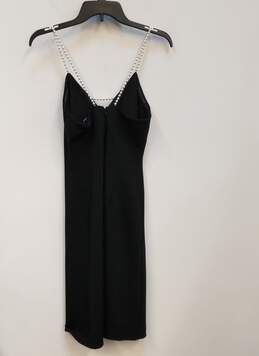Womens Black Sleeveless V-Neck Back Zip Knee Length Sheath Dress Size 2 alternative image