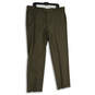 Mens Olive Green Flat Front Straight Leg Formal Dress Pants Size 40X32 image number 1