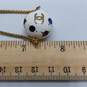 CHANEL Gold Tone Ball Motif Rhinestone Pendant Necklace W/C.O.A 15.7g image number 8
