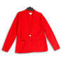 Womens Red Casual Long Sleeve Welt Pocket Button Front Jacket Size Large image number 1
