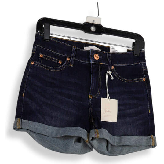 NWT Womens Blue Denim Dark Wash Stretch Pockets Cuffed Mom Shorts Size 4 image number 1
