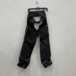 Mens Black Leather Adjustable Belt Straight Leg Motorcycle Chaps Size Small alternative image