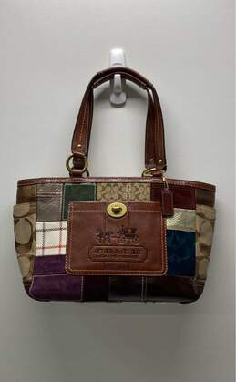 COACH 11358 Multi Patchwork Leather Canvas Tote Bag