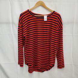 NWT Lou & Grey Stripe Blue & Orange Ribbed Signature Jersey Shirttail Top Size L