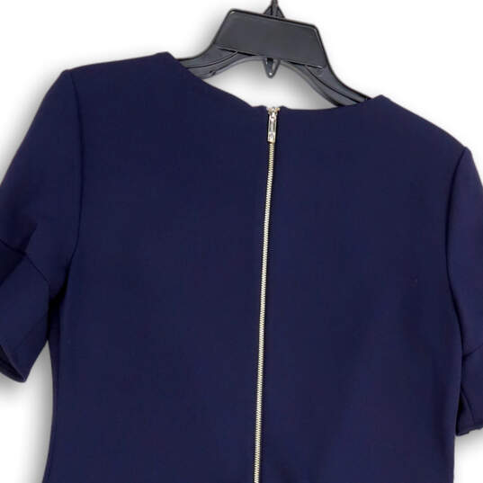 Womens Blue Round Neck Flutter Sleeve Back Zip Pencil Dress Size 6 image number 4