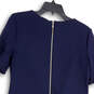 Womens Blue Round Neck Flutter Sleeve Back Zip Pencil Dress Size 6 image number 4