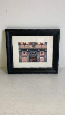 Hotel Victoria Pisa 1988 Print by Jenn Heuer Signed. Matted & Framed