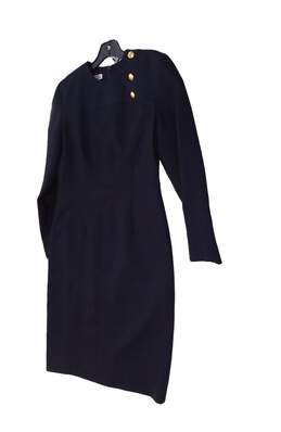 Womens Blue Long Sleeve Round Neck Wool Sweater Dress Size 4 alternative image