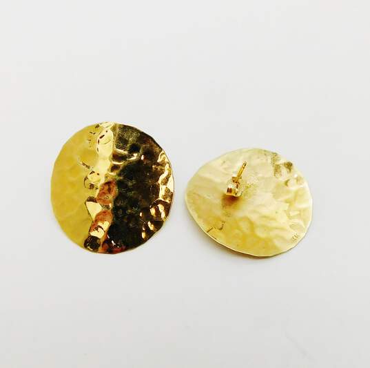 14K Yellow Gold Hammered Textured Curved Disc Post Earrings 3.2g image number 4