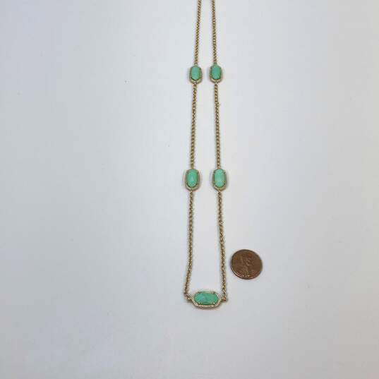 Designer Kendra Scott Gold-Tone Green Turquoise Stone Chain Necklace image number 3