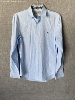 Authentic Burberry Mens Blue Long Sleeve Collared Button-Up Shirt Size XS
