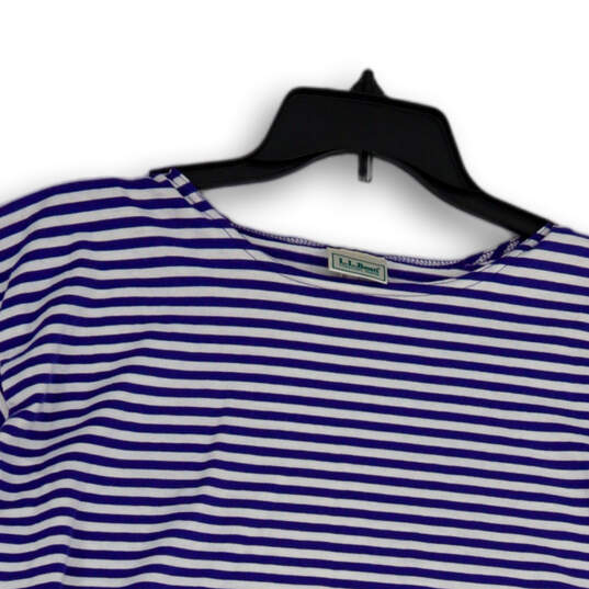 Womens Blue White Striped Round Neck Short Sleeve Pullover T-Shirt Size XL image number 3