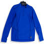 Mens Blue Mock Neck 1/4 Zip Long Sleeve Activewear T-Shirt Size XL image number 1