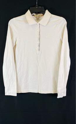 Burberry White Long Sleeve Polo - Size Small