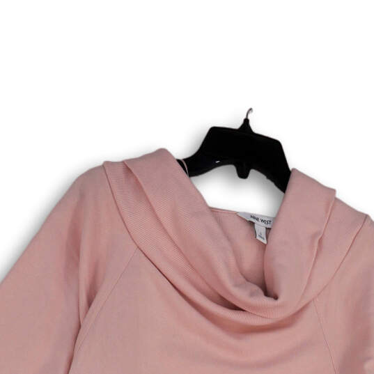 NWT Womens Pink Long Band Sleeve Cowl Neck Pullover Sweatshirt Size S image number 3