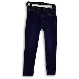 Womens Blue Dark Wash Mid-Rise Pockets Stretch Denim Skinny Jeans Size 25