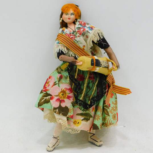 Lot of 4 Vintage 50s Lanya Travel Souvenir Cloth Doll Figurine Handmade image number 9