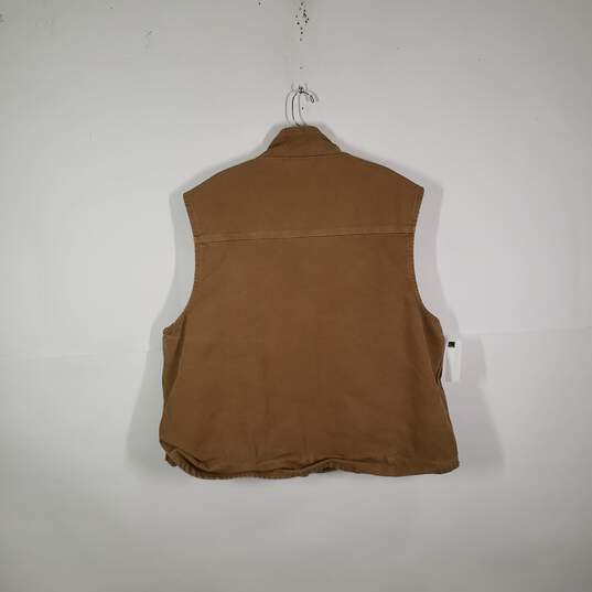 Mens Cotton Loose Fit Sherpa Lined Sleeveless Mock Neck Full-Zip Vest Size 2XL image number 2