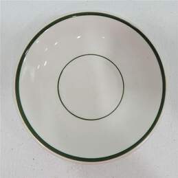 4 Vintage Syracuse China Restaurant Ware Berry Saucer Plates  White Sage Green Stripe alternative image